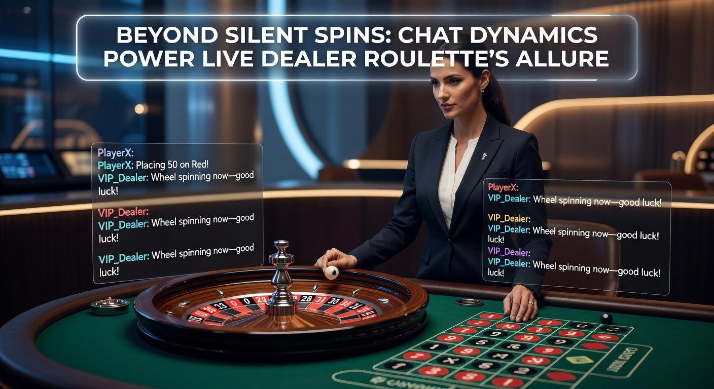 Vibrant live dealer roulette table with active chat overlay showing player messages and dealer responses