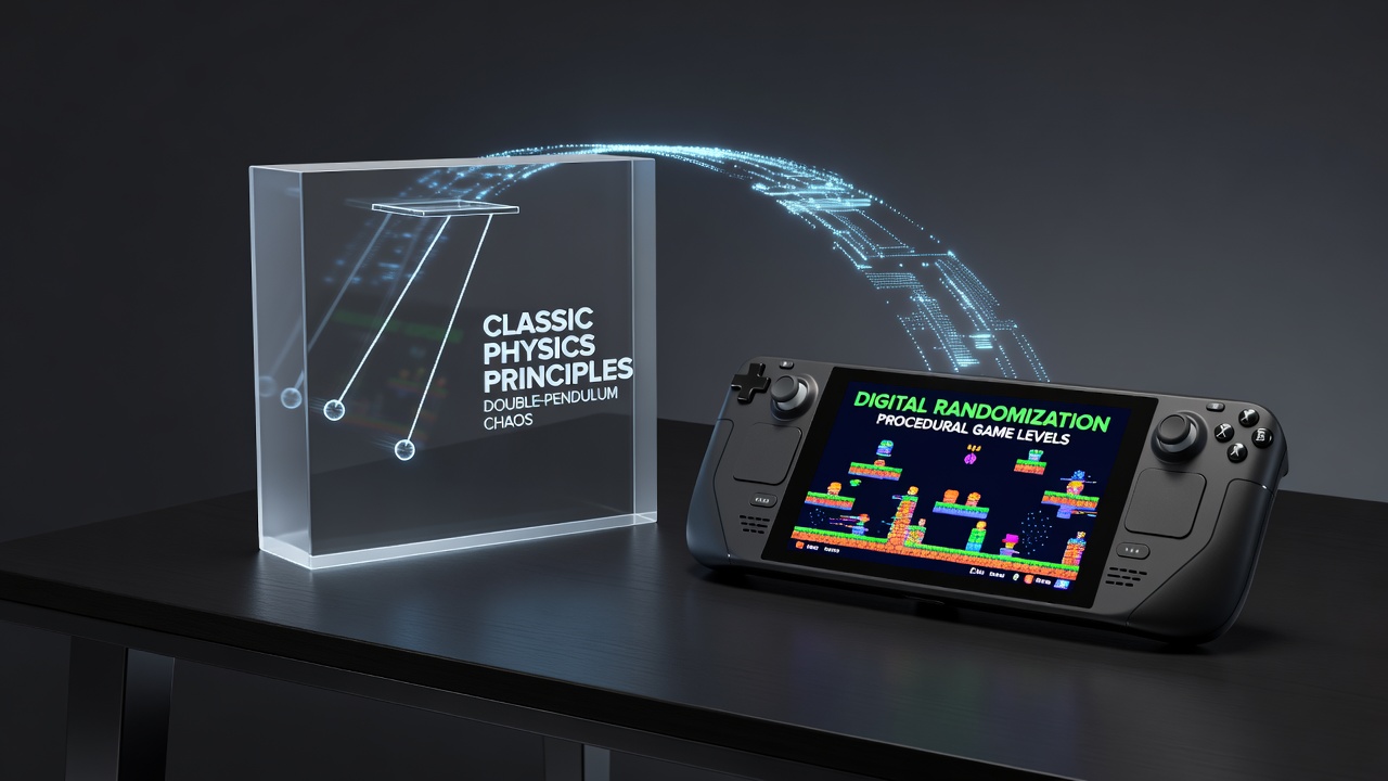 Illustration showing physical roulette wheel mechanics transitioning into digital code patterns on a mobile device screen