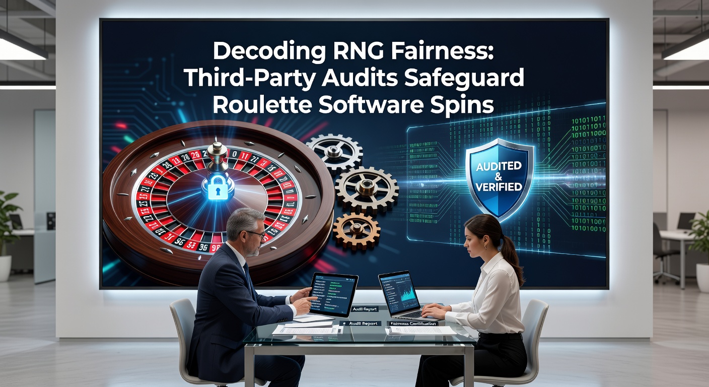 Digital visualization of RNG algorithms undergoing third-party audit testing for roulette software fairness