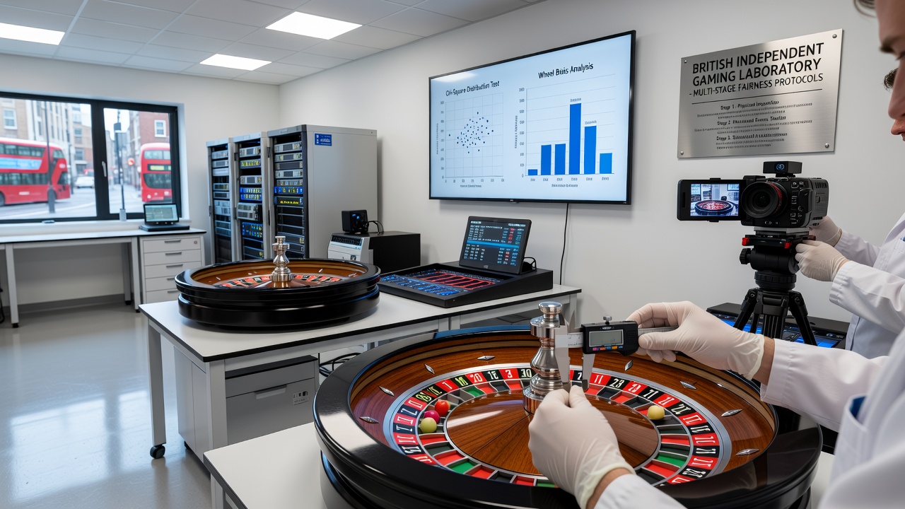 Roulette wheel calibration and mechanical testing setup in an independent laboratory