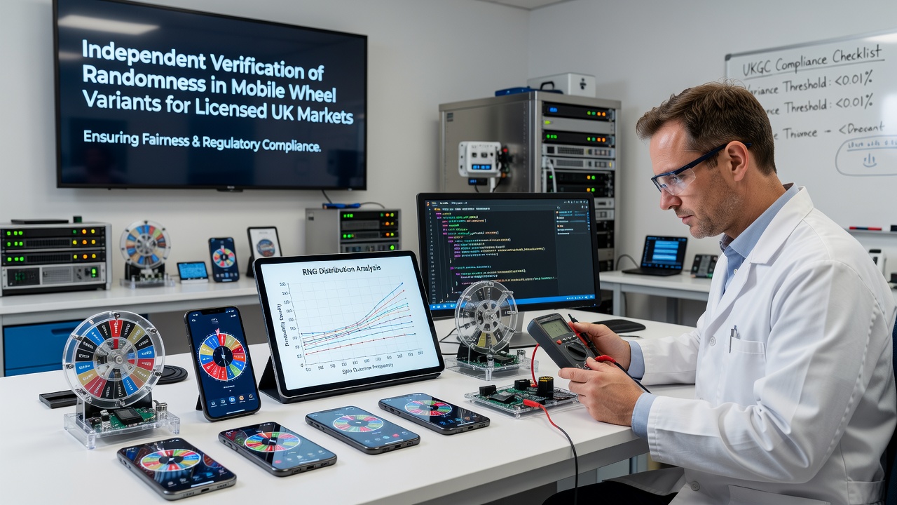 Technicians reviewing statistical output from mobile RNG certification tests