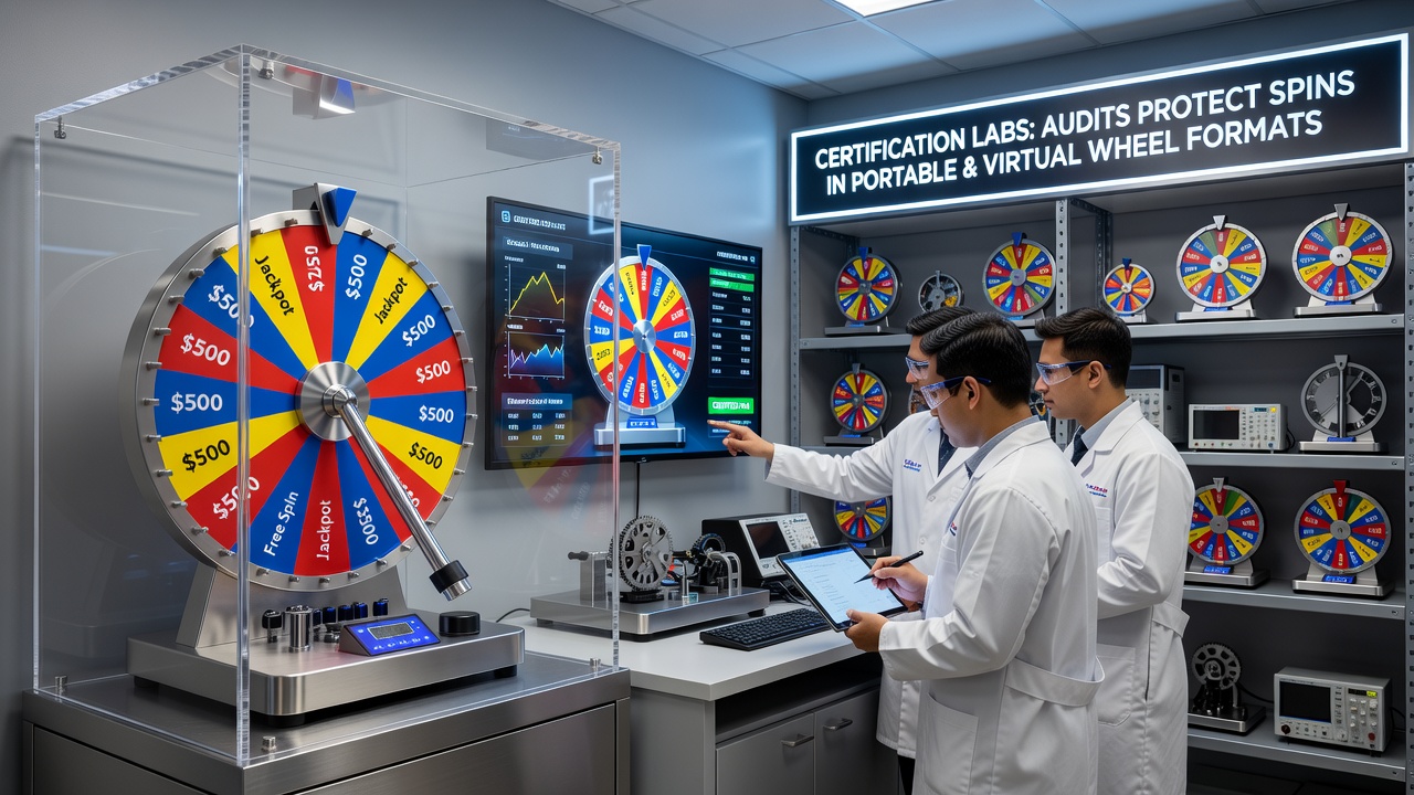 Inside view of a certification lab testing roulette RNG software with engineers reviewing audit reports