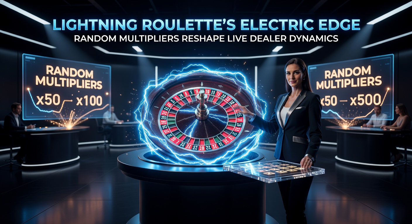 Vibrant Lightning Roulette table illuminated by electric multipliers during a live spin, showcasing the dynamic energy of the game