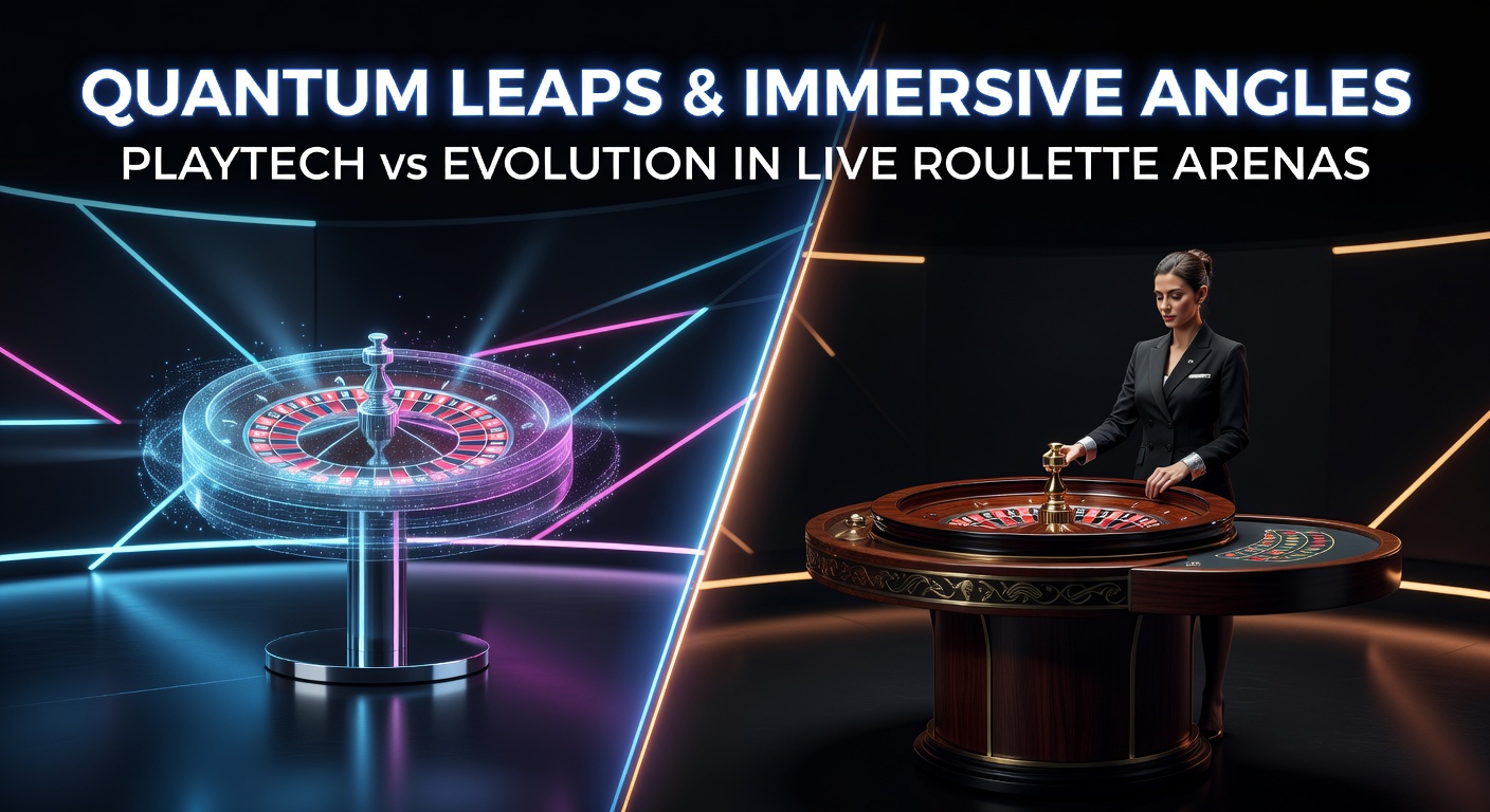 Split-screen view of Playtech Quantum Roulette interface next to Evolution Immersive Roulette table, highlighting multipliers and multi-angle camera feeds