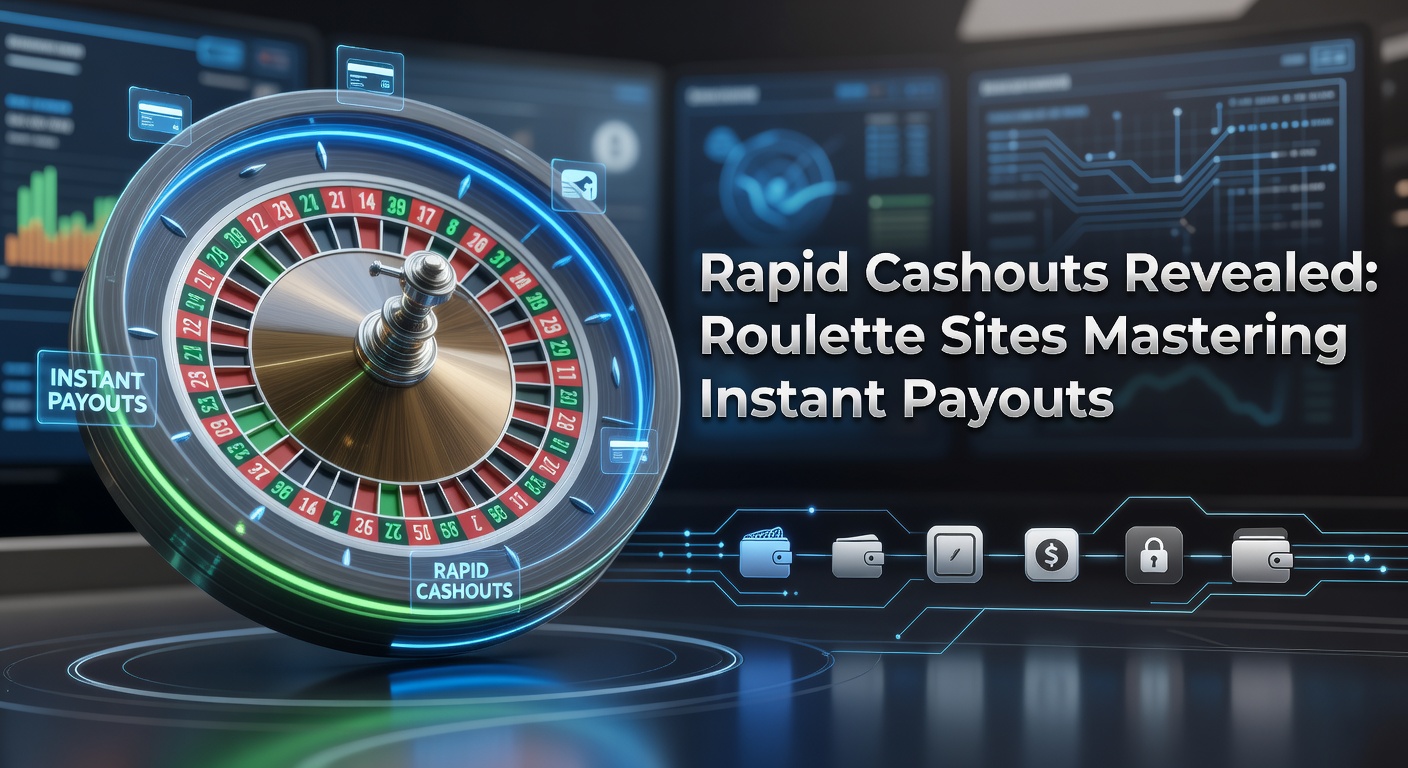 Digital graphic showing a roulette wheel spinning with cash symbols bursting out instantly, symbolizing rapid payouts on online platforms