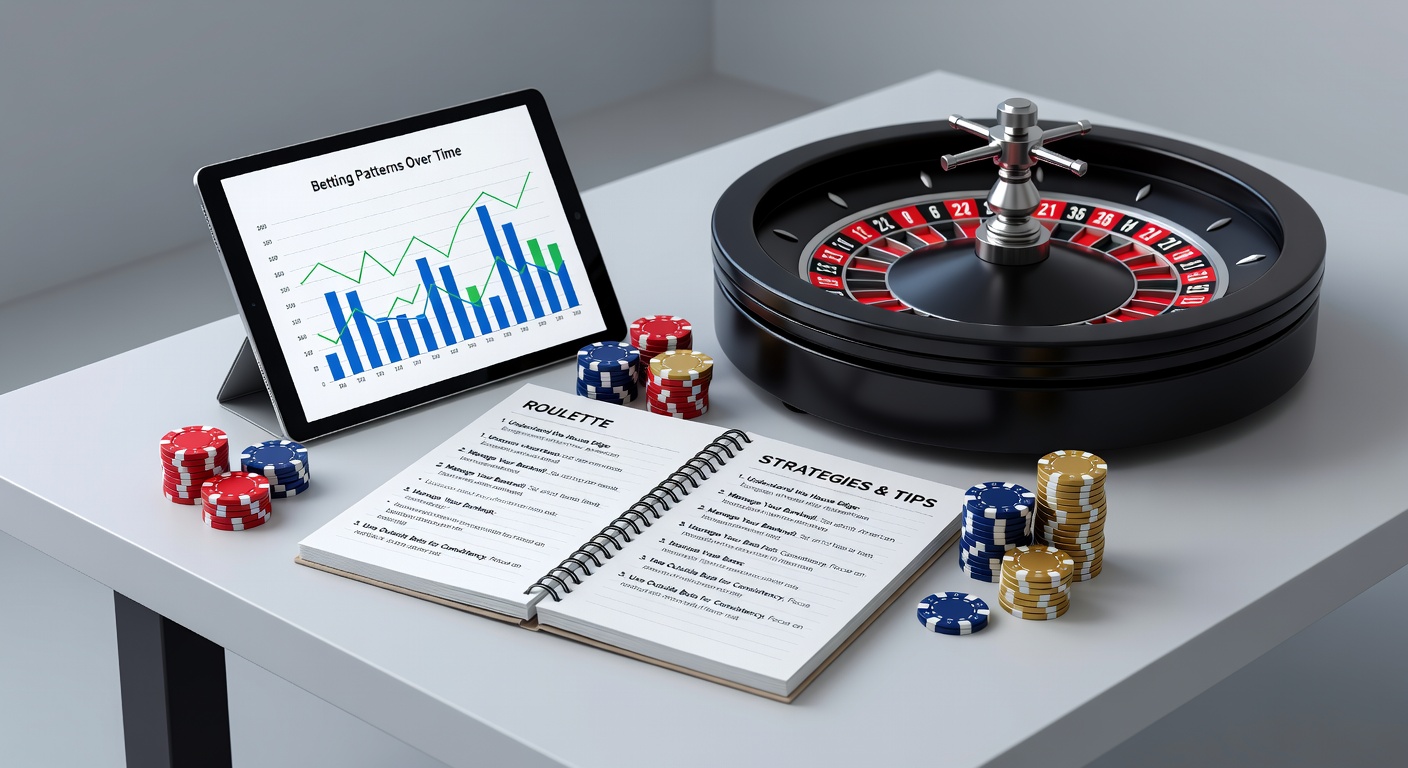 Vibrant roulette table with chips and wheel, illustrating betting strategies in action