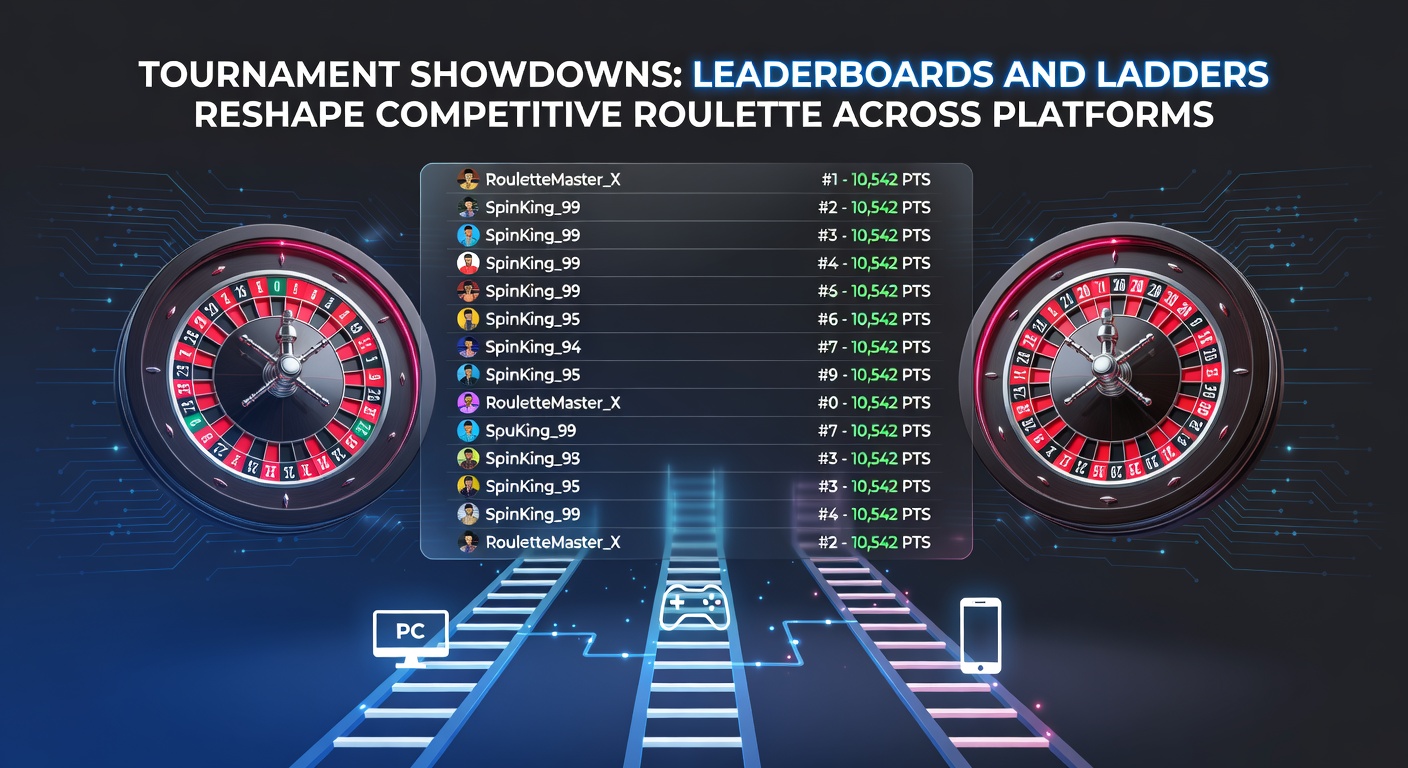 Dynamic leaderboard display from an online roulette tournament showing top players climbing ranks in real-time